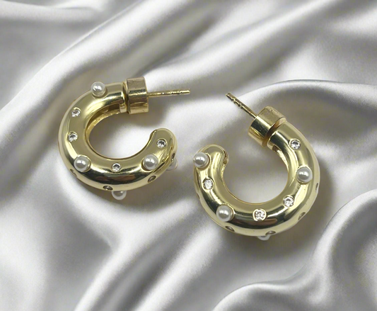 Luxe Orbit Pearl Hoops