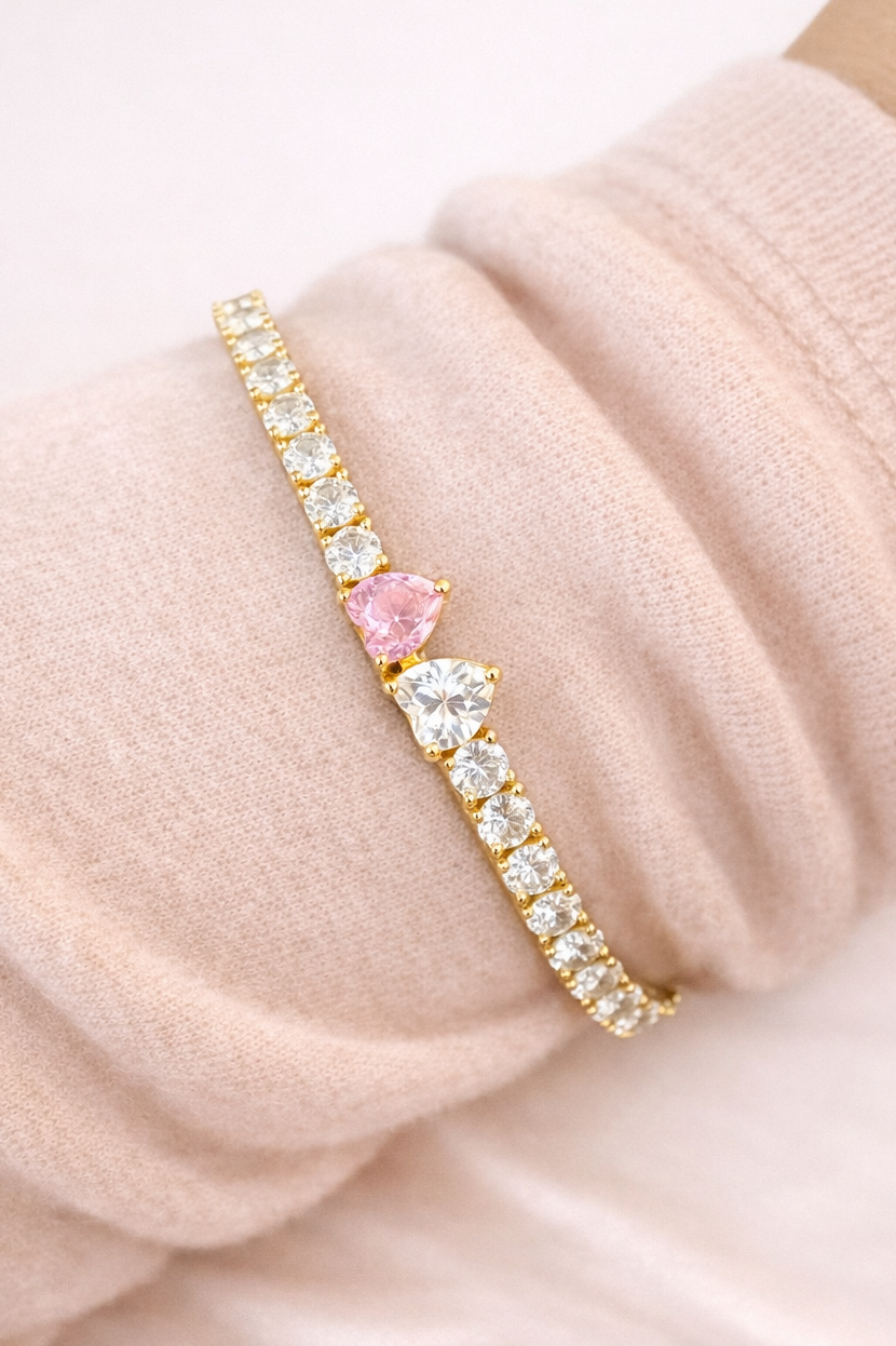 Twin Heart Tennis Bracelet