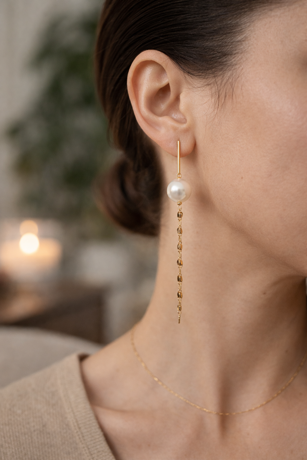 Pear Drop Chain Earrings